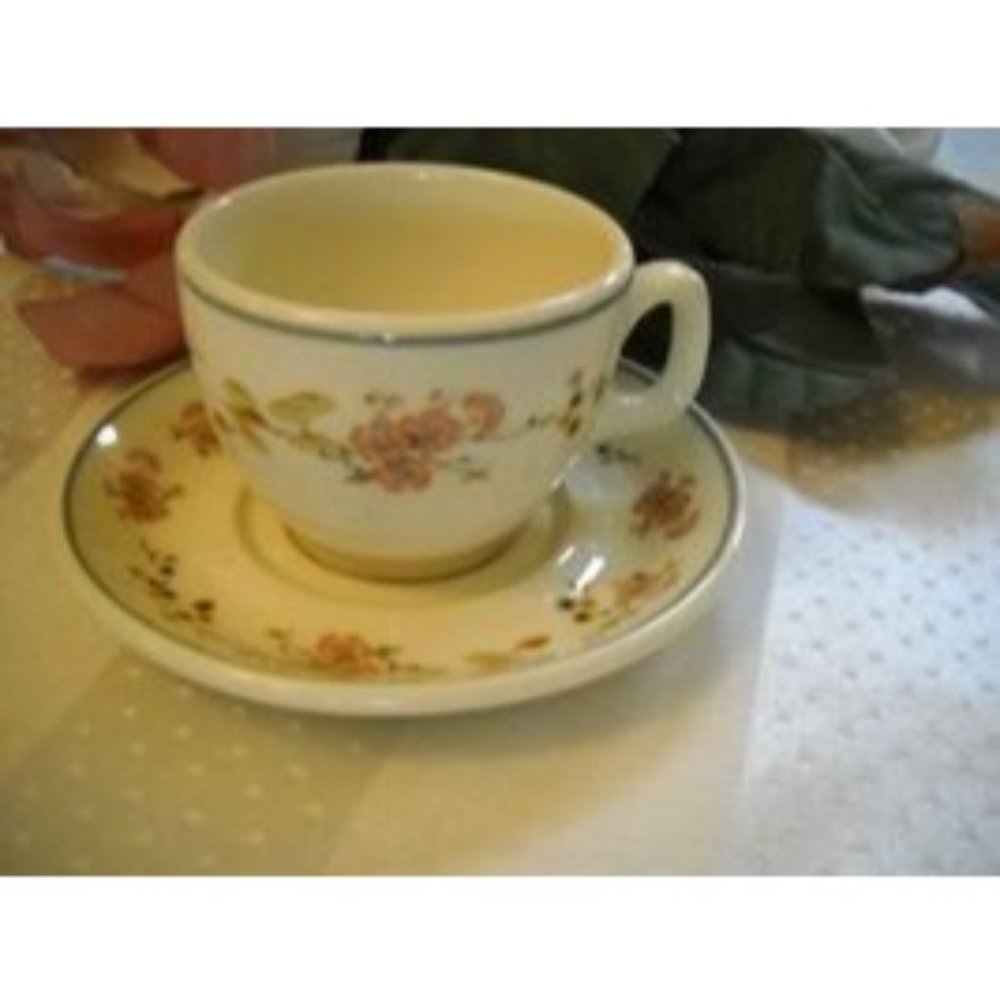 Steelite International Cup W/Saucer England Porcelain Fine China Ivory Floral